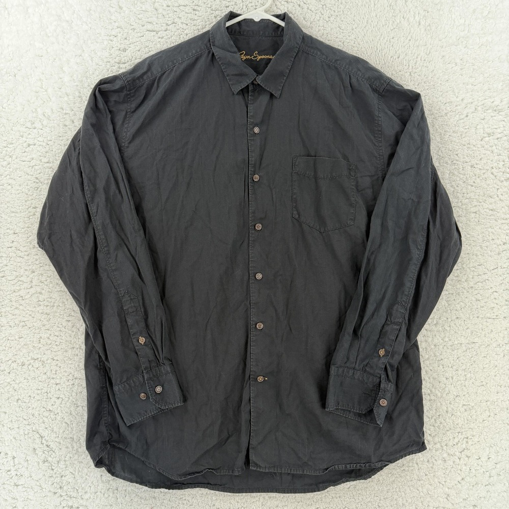 Reyn Spooner Shirt Mens XL Gray Solid Long Sleeve Button Up Casual Woven